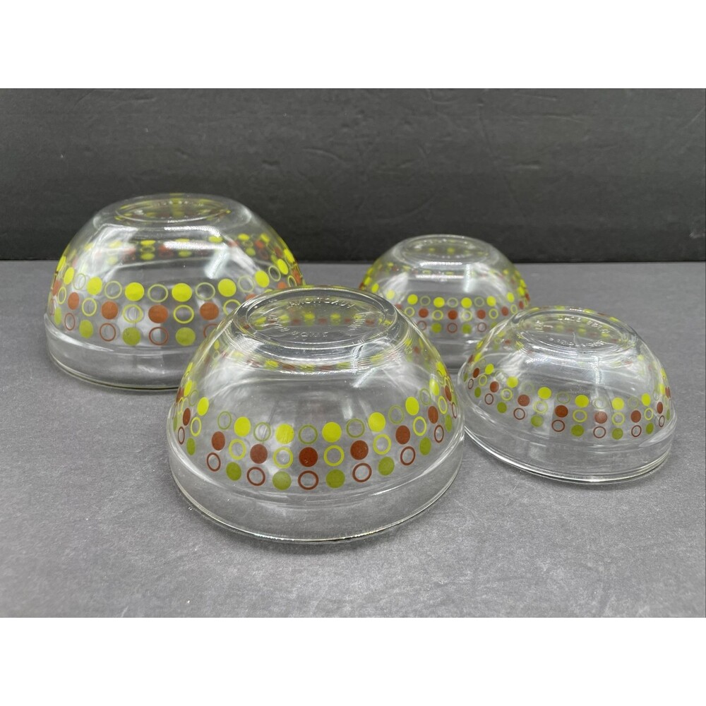 Multifunctional Glass 4 Nesting Bowls Polka Dots Durable MCM